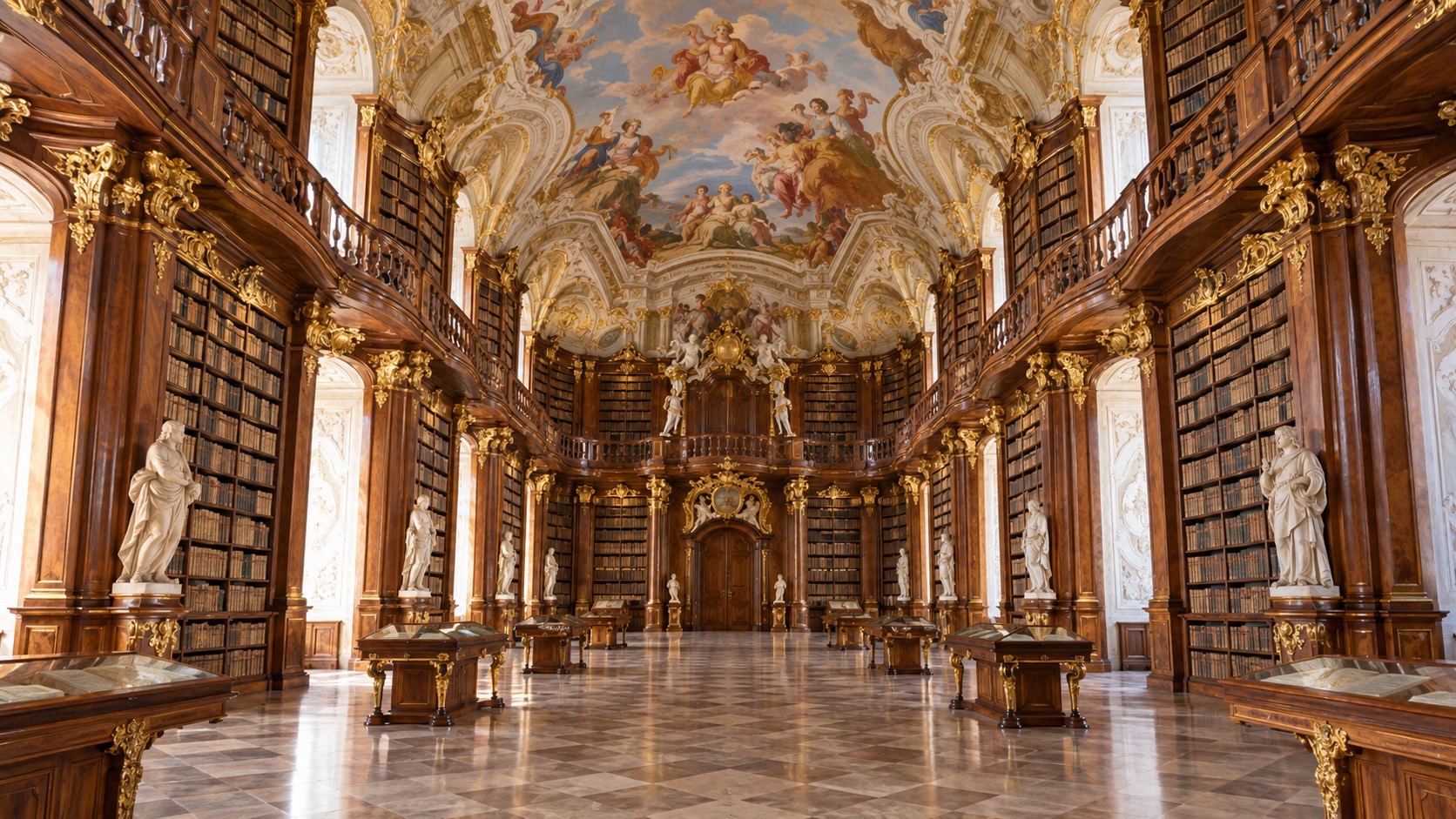Melk Abbey's Baroque library hall